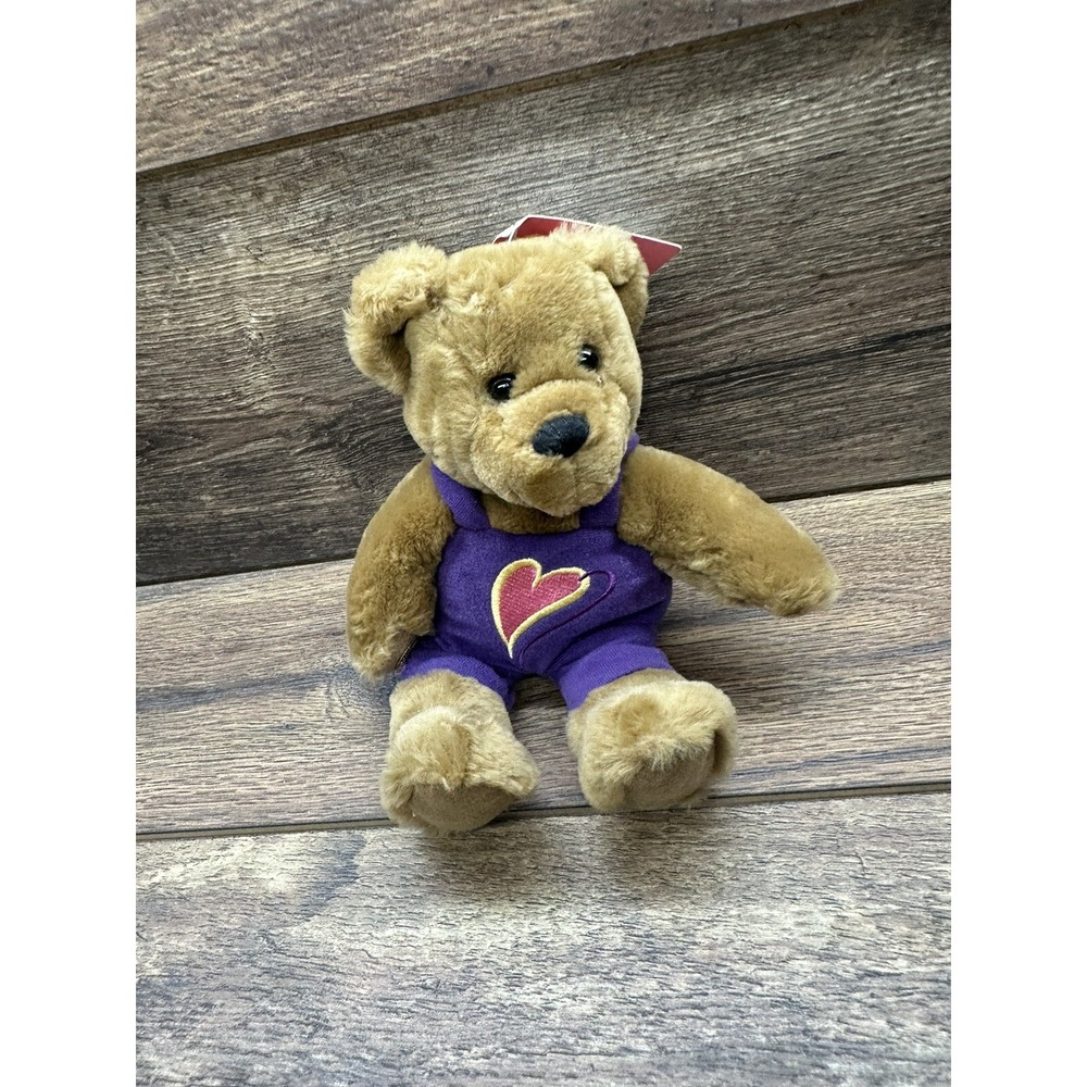 Hallmark Light Brown Teddy‎ Bear Plush with Purple Overalls - 10 Inches